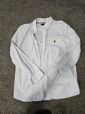 U.S. Polo Assn. White Long-Sleeve Button-Down Shirt